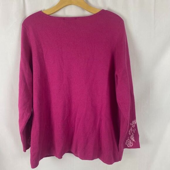 Susan Graver Pink Split Neck Jacquard Sweater Women's XL - Picture 3 of 12